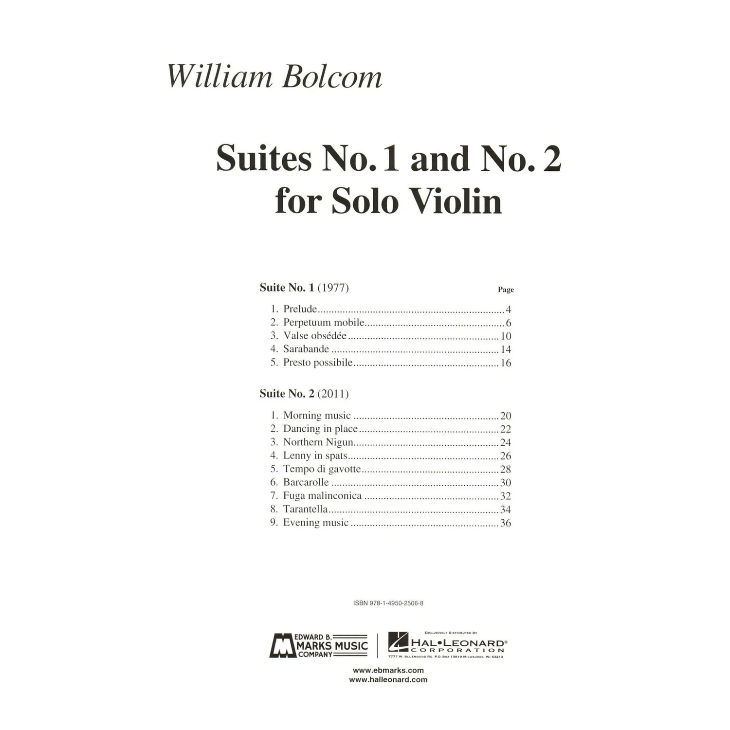 Shar Music Bolcom Suites Nr. 1+2 Noten Solo-Violine