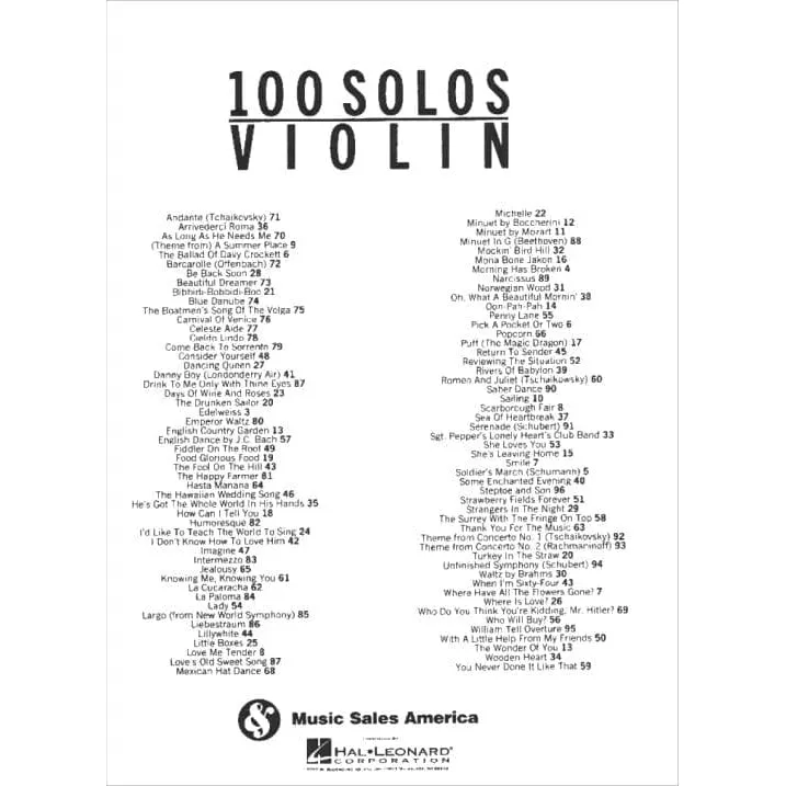 Shar Music 100 Solos for Violin Notenbuch Solo
