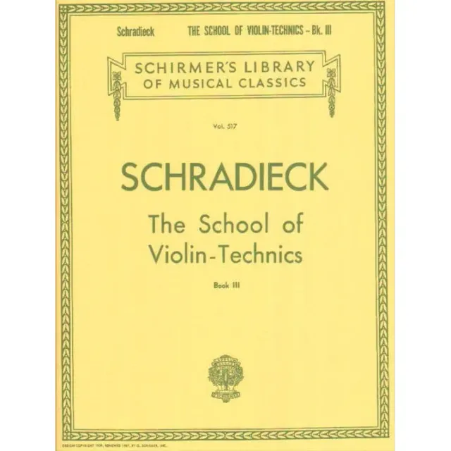 Schirmer Schradieck Violintechnik Buch 3 Noten Violine