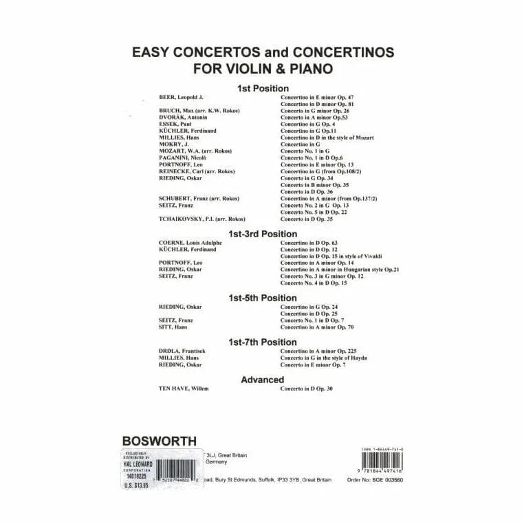 Bosworth Küchler Concertino D-Dur Op 12 Violine Noten
