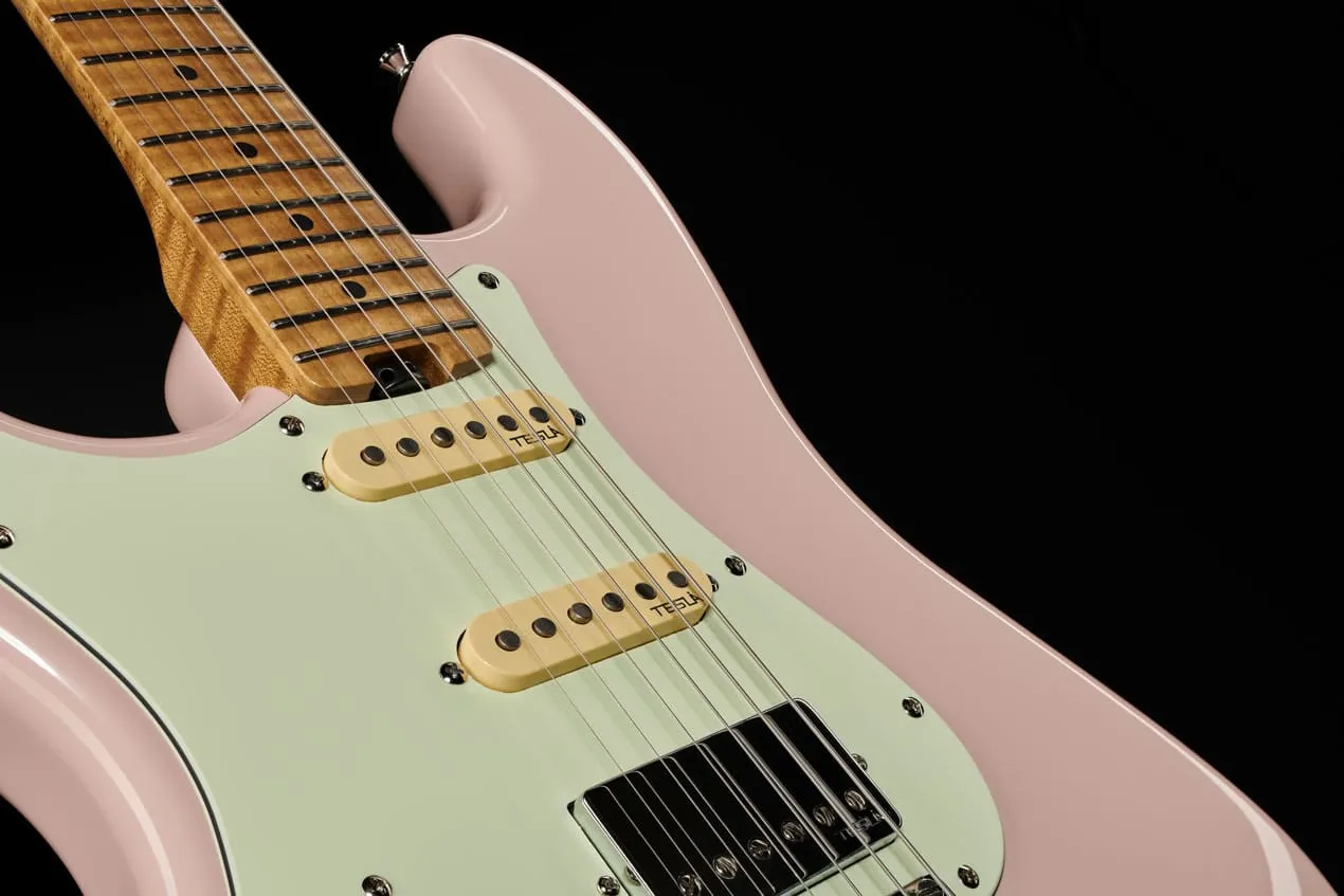 Harley Benton ST-Modern Plus MN HSS LH E-Gitarre Shell Pink Edelstahl