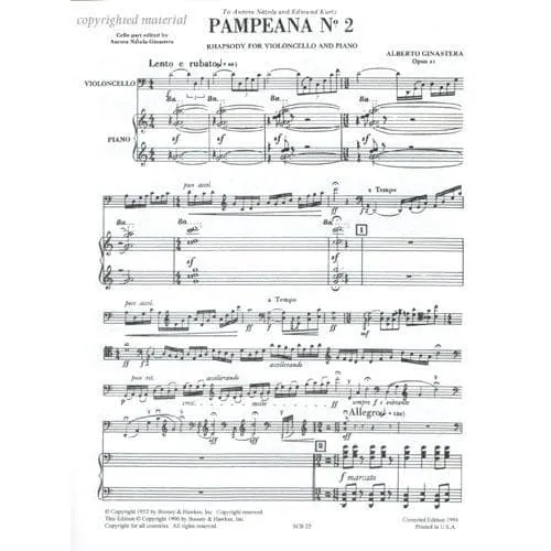 Shar Music Ginastera Pampeana No 2 Noten Cello Klavier
