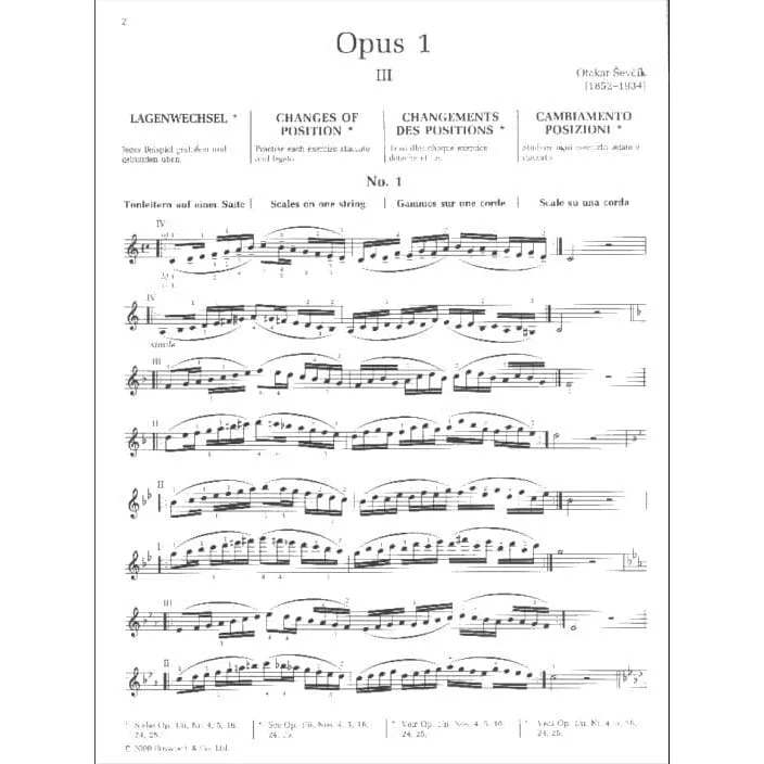 Shar Music Sevcik Op. 1 Teil 3 Violinschule 1. Lage