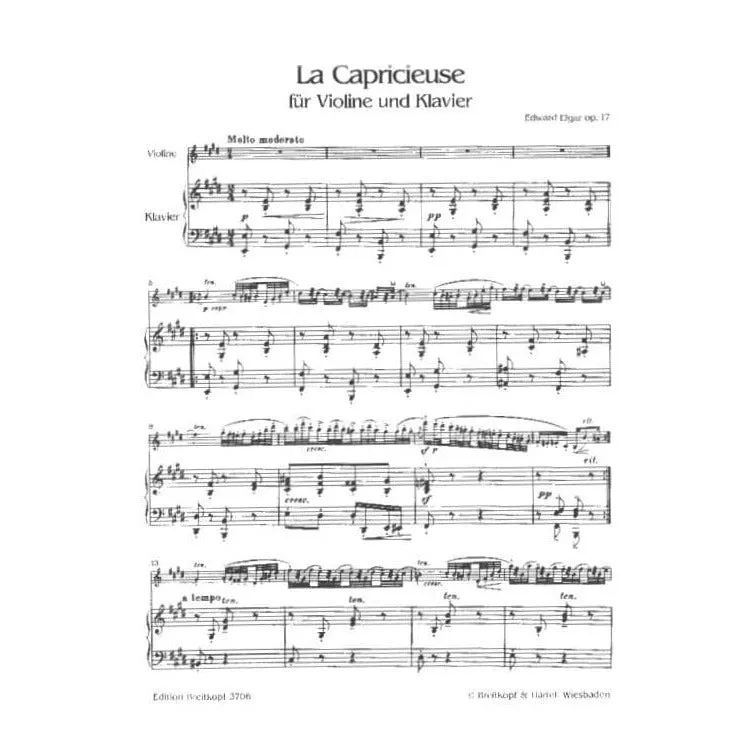 Breitkopf Elgar La Capricieuse Op.17 Noten Violine Klavier