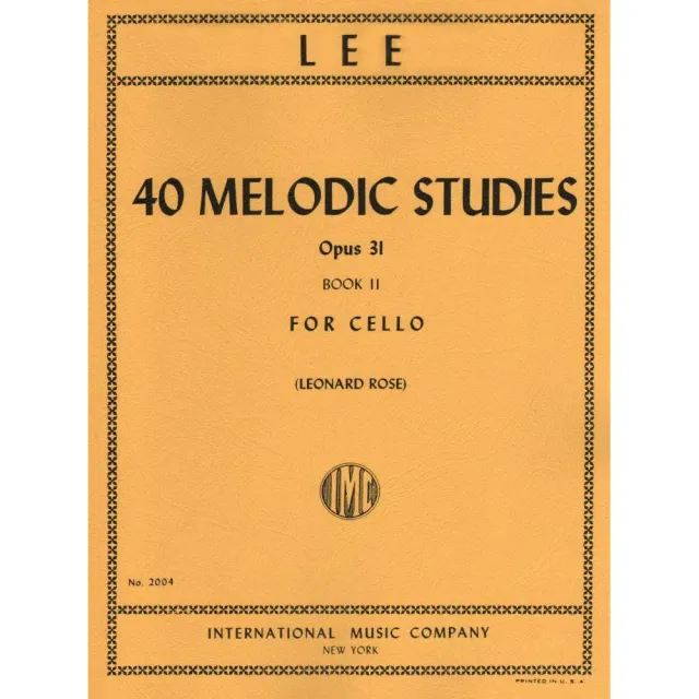Shar Music Lee 40 Melodische Etüden Op31 Vol2 Cello Noten