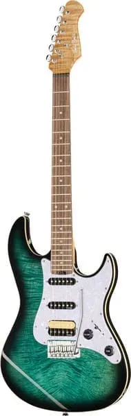 Harley Benton ST-Modern Plus HSS E-Gitarre Flame Blue Burst Edelstahl