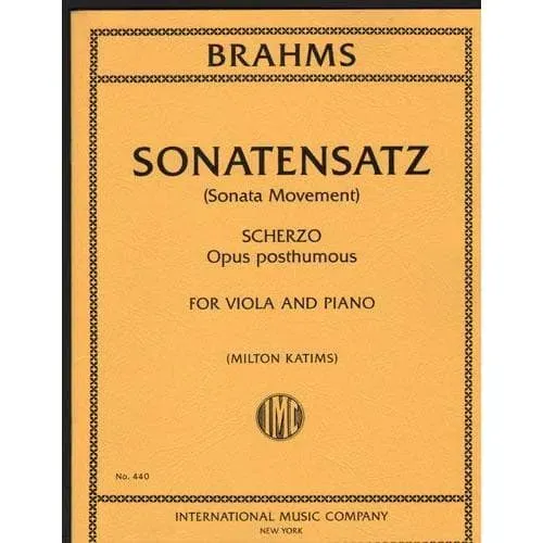 Shar Music Brahms Sonatensatz Scherzo Noten Viola Klavier c-moll