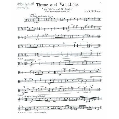 Shulman Theme and Variations Viola Noten Klavier
