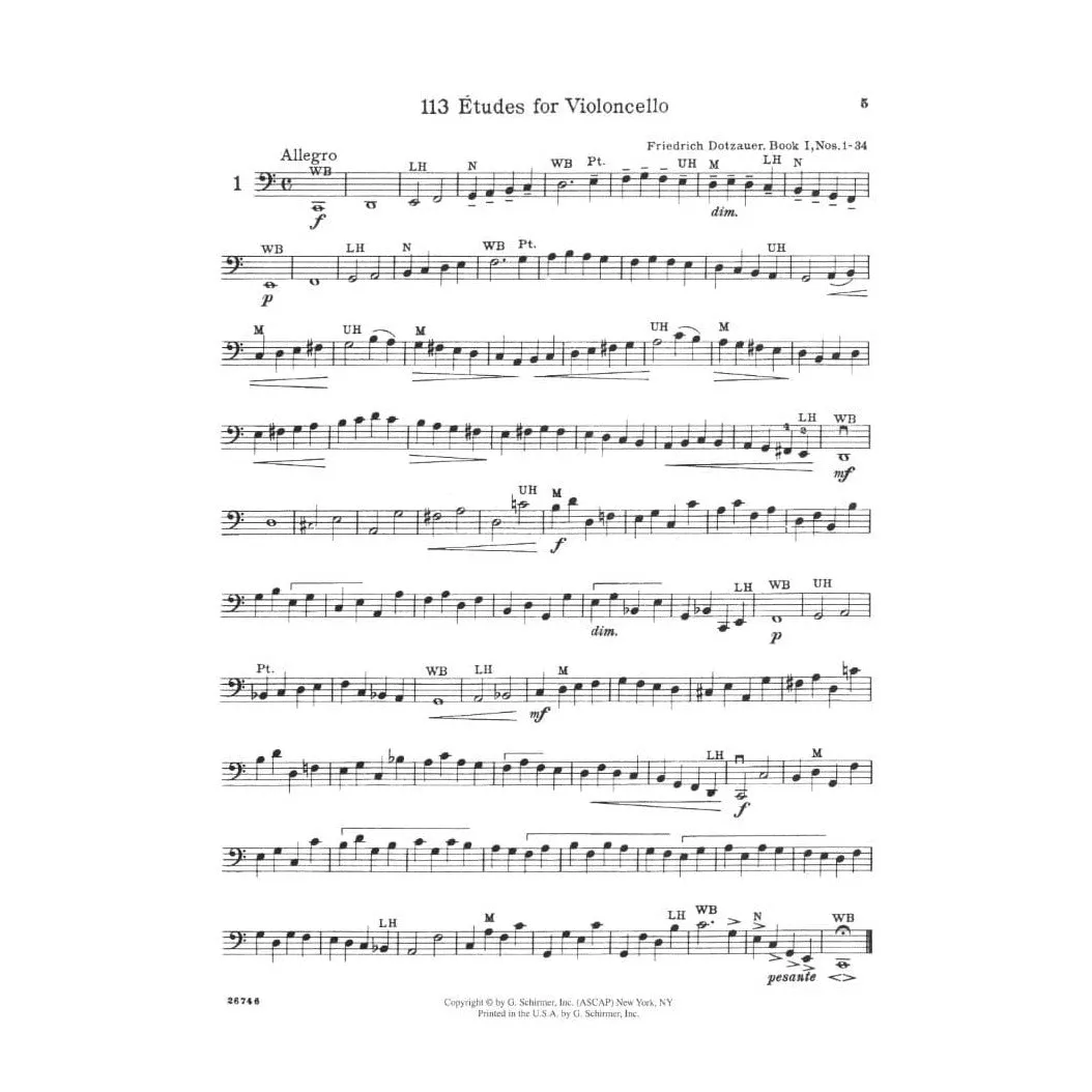 Dotzauer Exercises Book 1 Cellonoten solo Nos 1-34