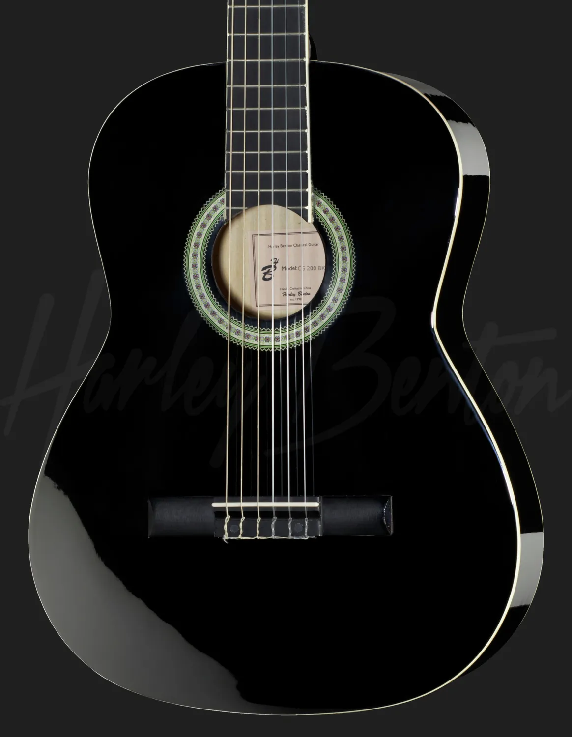 Harley Benton Santos CG200 BK Konzertgitarre Schwarz Nylon