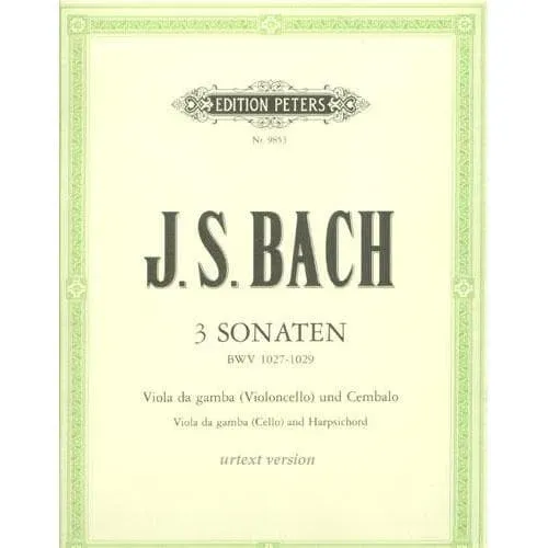 Peters Bach 3 Gambensonaten BWV 1027-1029 Noten Cello Klavier Urtext
