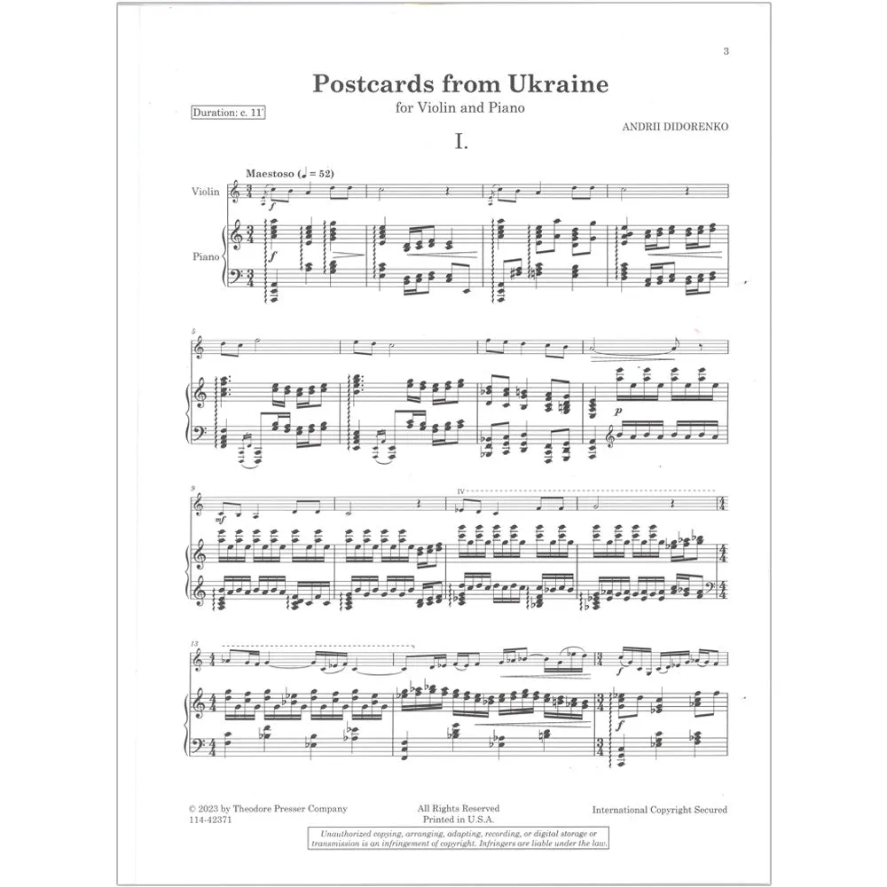 Didorenko Postcards from Ukraine Violinnnoten Violine Klavier