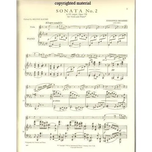International Brahms Sonate Op 120 Nr 2 Viola Klavier Katims