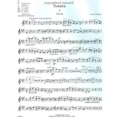 G. Schirmer Franck Sonata A-Dur Noten Violine Klavier