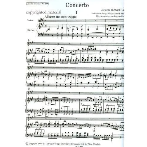 Shar Music Haydn Concerto A-Dur Violinenoten Violine Klavier
