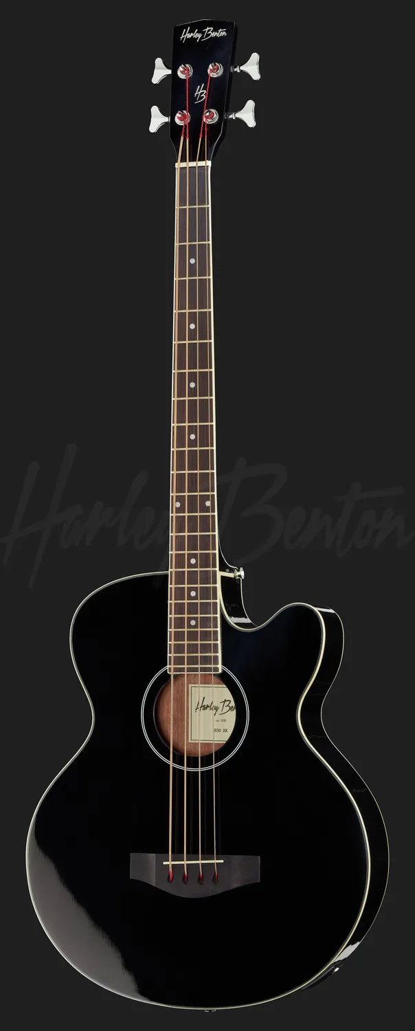 Harley Benton Custom B-30 Akustikbass Schwarz mit EQ