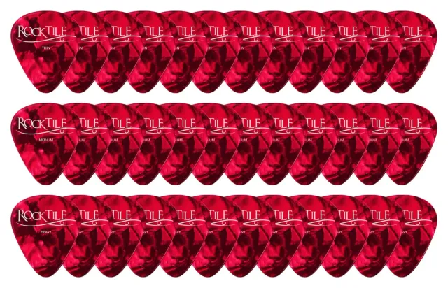 Rocktile Plektren Red Tortoise 36er Set Thin Medium Heavy