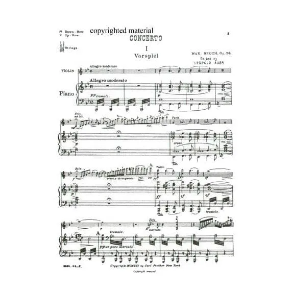 Carl Fischer Bruch Konzert Nr. 1 Op. 26 Violinenoten Klavier