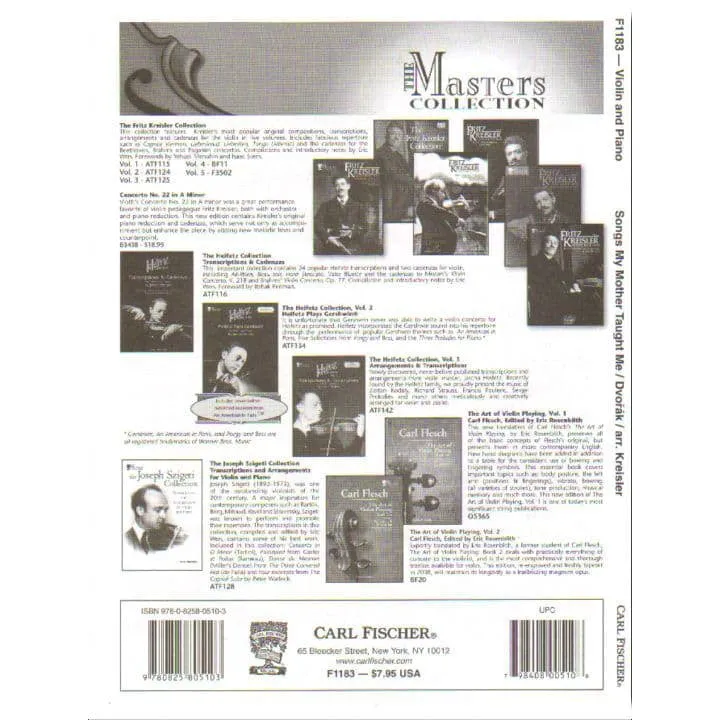 Carl Fischer Kreisler Songs My Mother Taught Me Noten