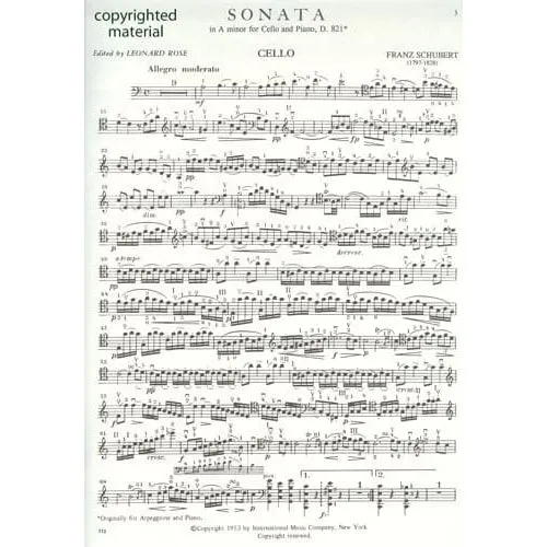 Schubert Arpeggione Sonate Cello Klavier Noten Rose