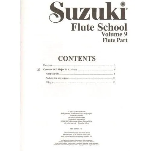 Suzuki Flute School Vol. 9 Querflöten-Noten Unterricht