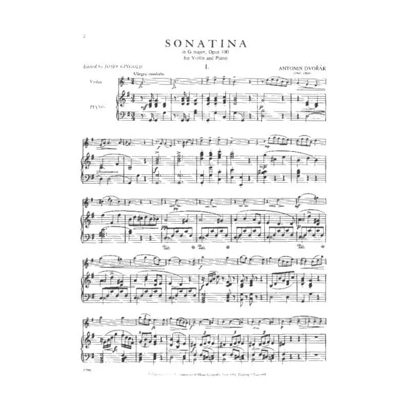 Shar Music Dvorak Sonatina G-Dur Op 100 Geigennoten