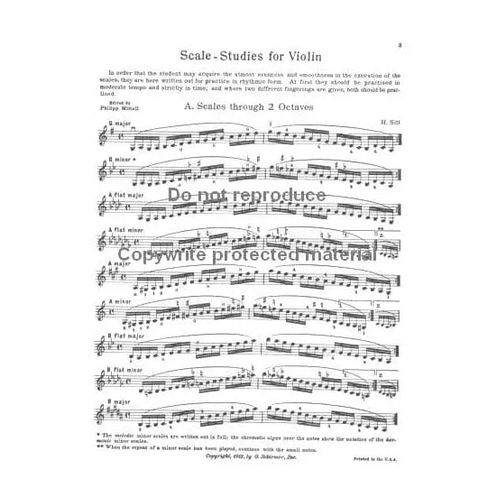 Sitt Scale Studies Noten Violine Carl Fischer Ausgabe
