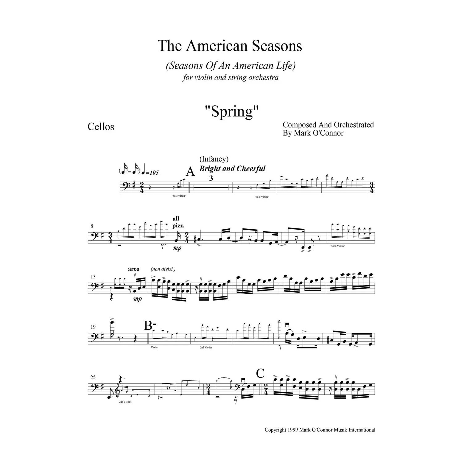Mark O'Connor American Seasons Cello Noten Download Konzert