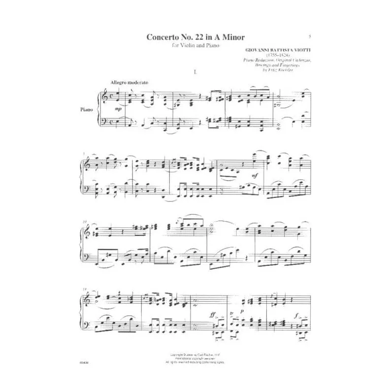Carl Fischer Viotti Konzert 22 a-moll Violinenoten Kreisler