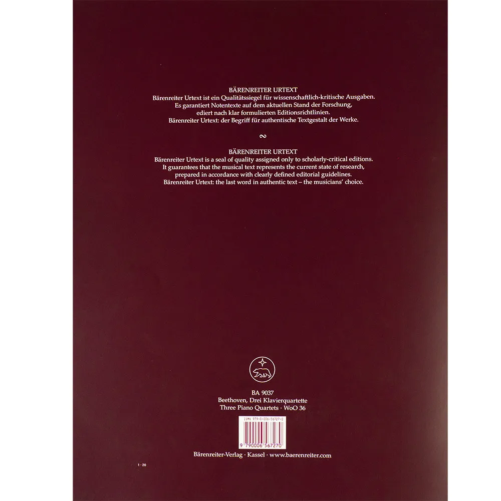 Beethoven WoO 36 Klavierquartette Noten Klavier Streicher