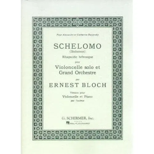 Schirmer Bloch Schelomo Rhapsodie Cellonoten Cello Klavier