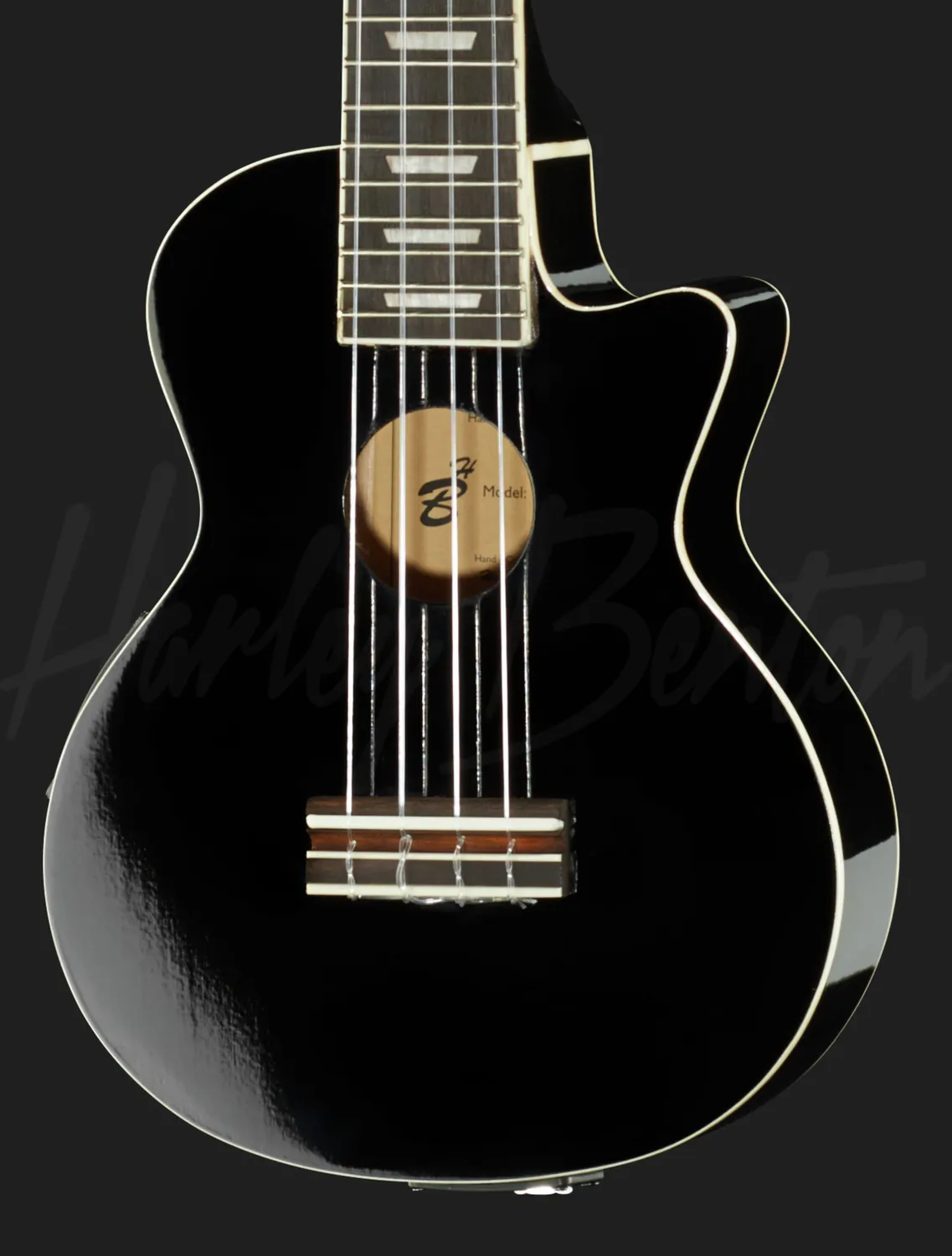 Harley Benton UK-L100E BK Sopran-Ukulele schwarz Elektro