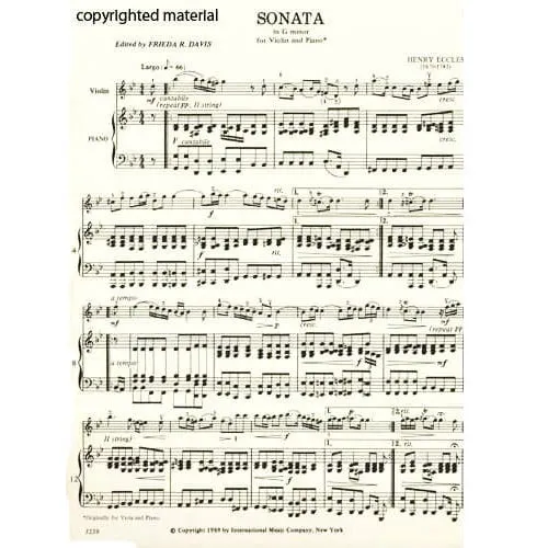 Eccles Sonate g-moll Violine Klavier Davis International Noten