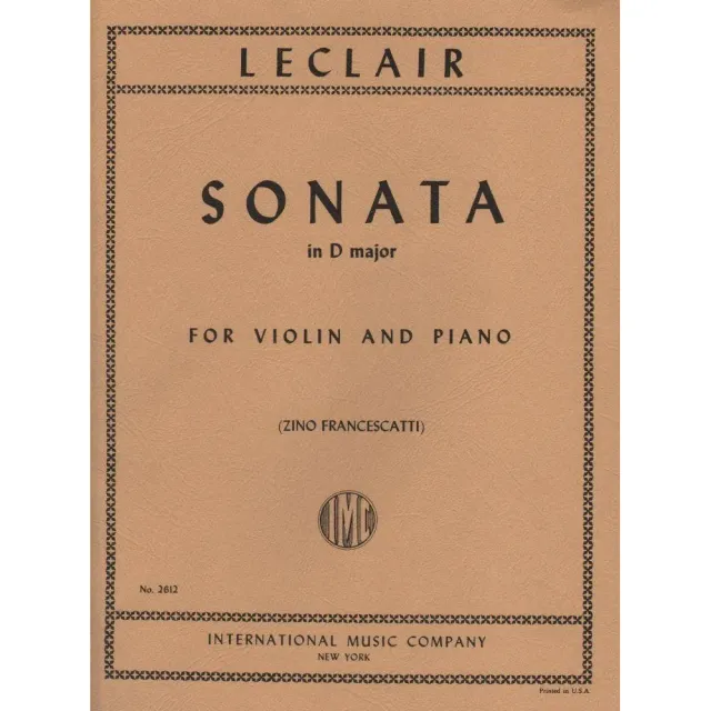 International LeClair Sonate D-Dur Op 9 Nr 3 Violinnoten