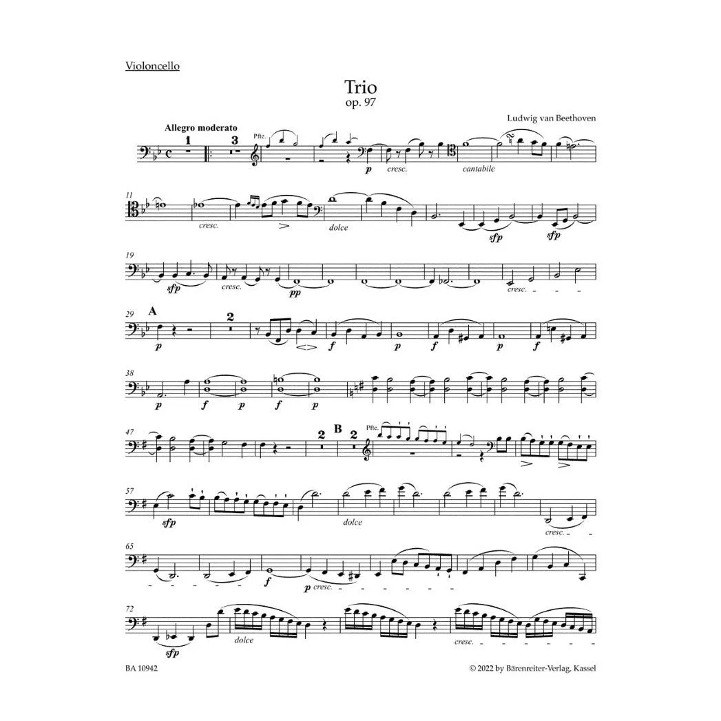 Bärenreiter Beethoven Trio B-Dur op. 97 Noten Urtext