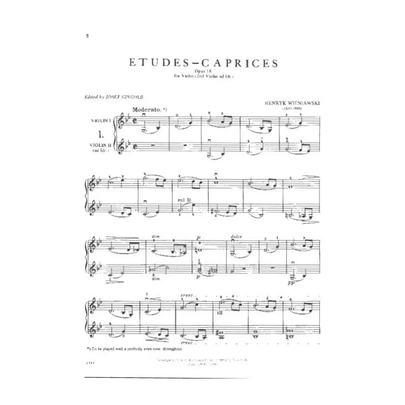 Wieniawski Etüden-Capricen Op. 18 Geigennoten Solo Duo