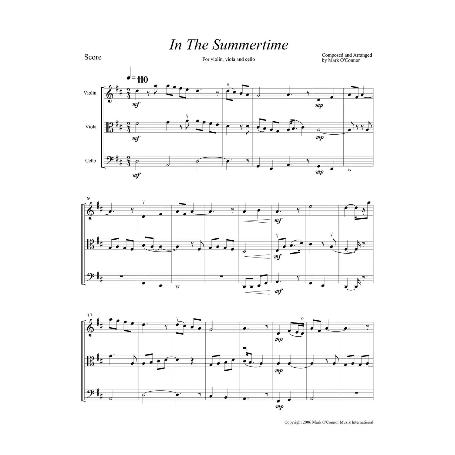 Mark O'Connor In the Summertime Noten Violine Download