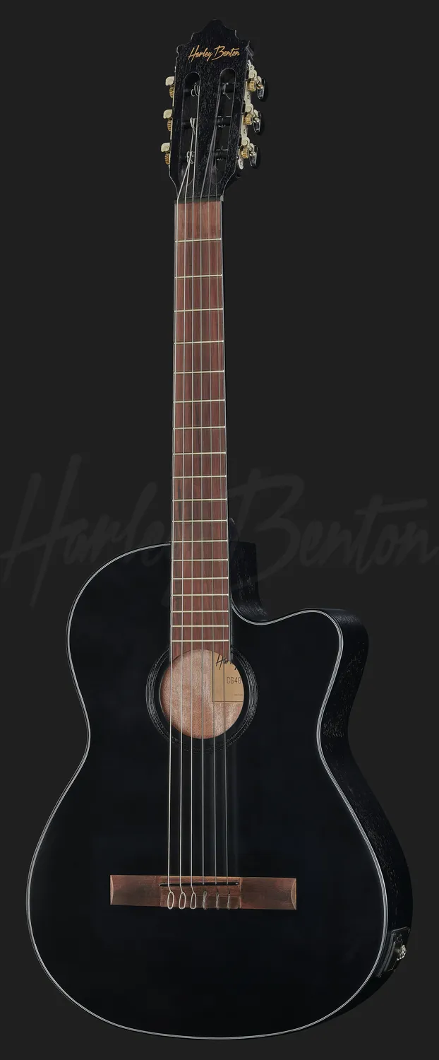 Harley Benton Santos CG-400CE Thinline Konzertgitarre schwarz