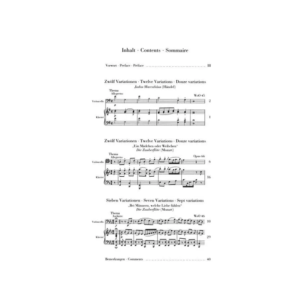 Henle Beethoven Variationen Op.66 WoO 45/46 Noten Cello Klavier Urtext