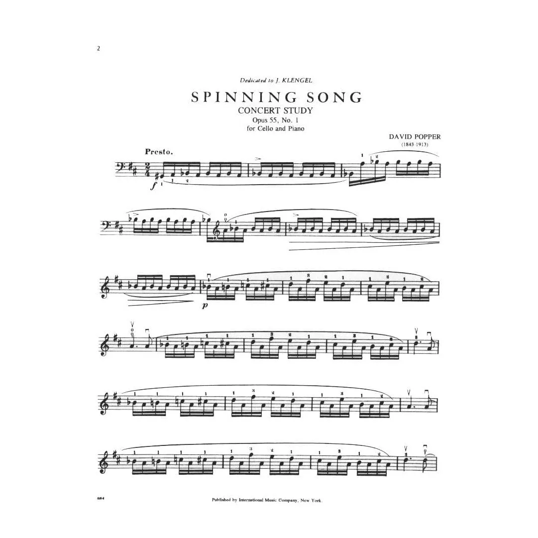 Shar Music Popper Spinning Song Op 55 Nr 1 Cello Noten