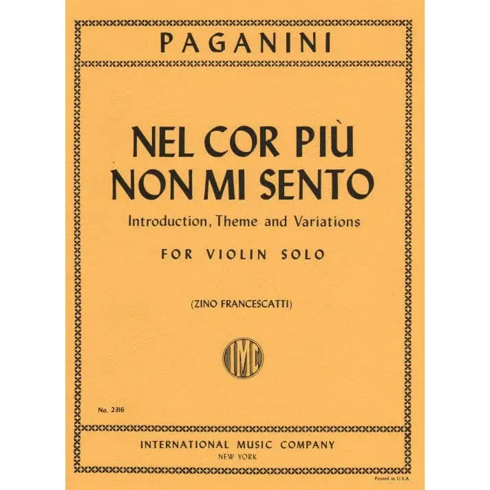 International Paganini Nel Cor Op.38 Violinnoten Solo