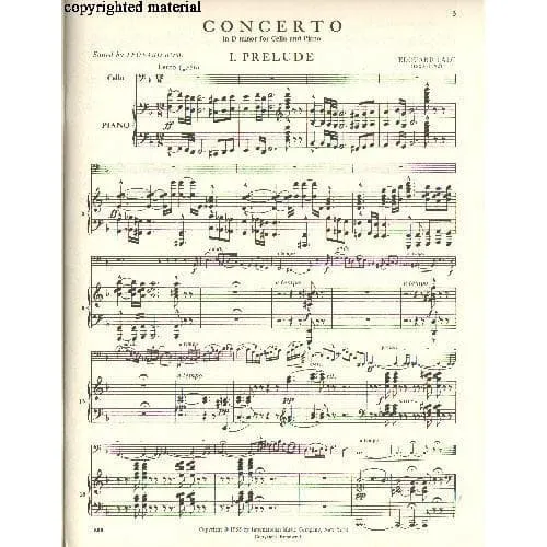 International Lalo d-moll Cellokonzert Noten Cello Klavier
