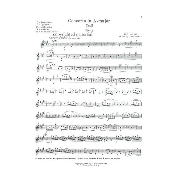 G. Schirmer Mozart Konzert Nr. 5 K 219 Violine Noten Klavier