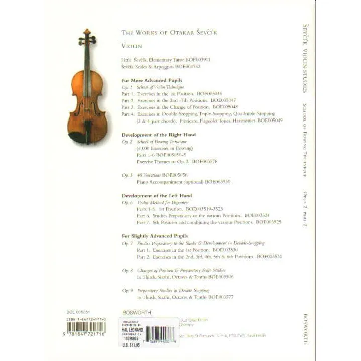 Bosworth Sevcik Bogentechnik op. 2 Heft 2 Violin-Noten