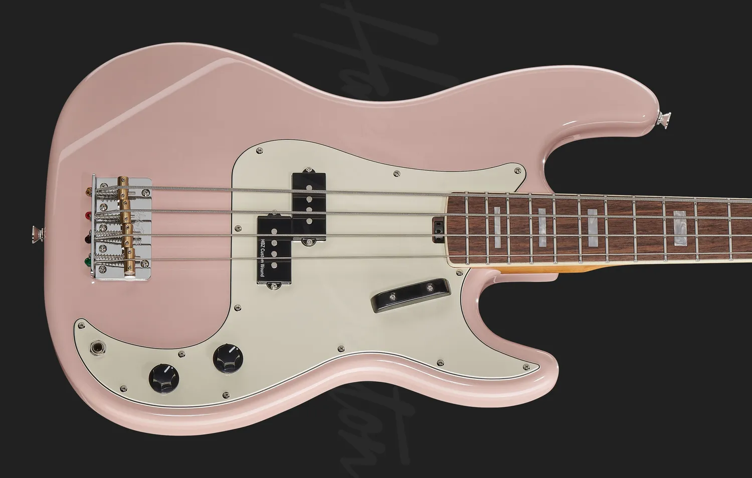Harley Benton MV-4P E-Bass Shell Pink Splitcoil