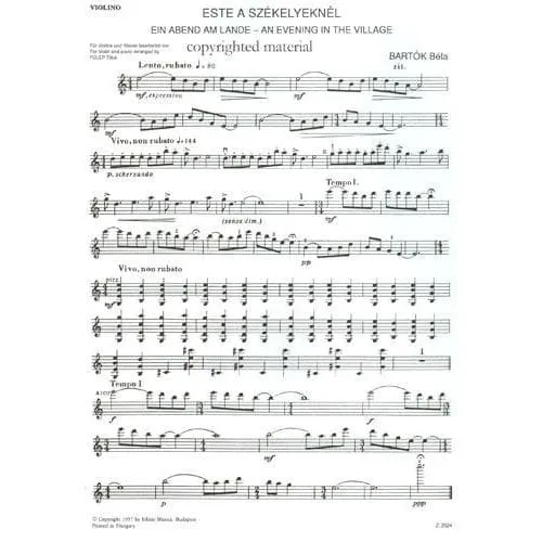 Shar Music Bartók An Evening in the Village Geigennoten