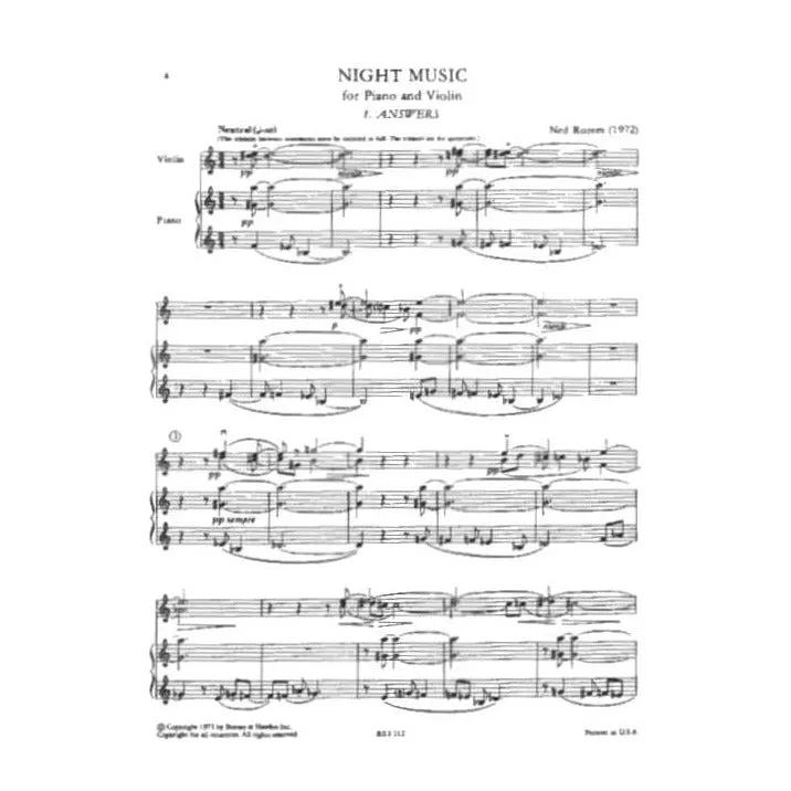 Boosey & Hawkes Rorem Night Music Noten Violine Klavier