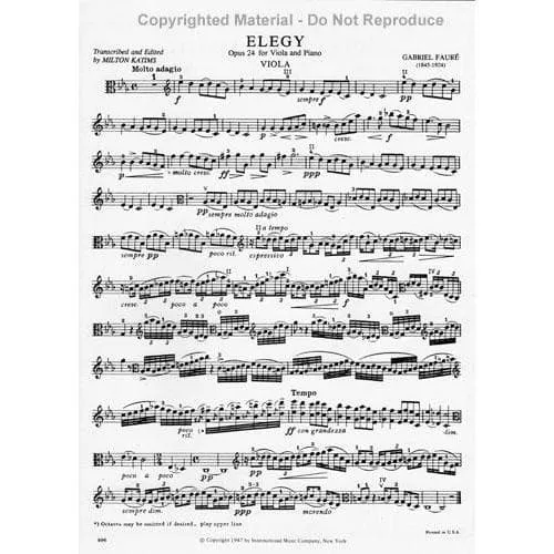 Fauré Elegie Op.24 Noten für Viola und Klavier Katims
