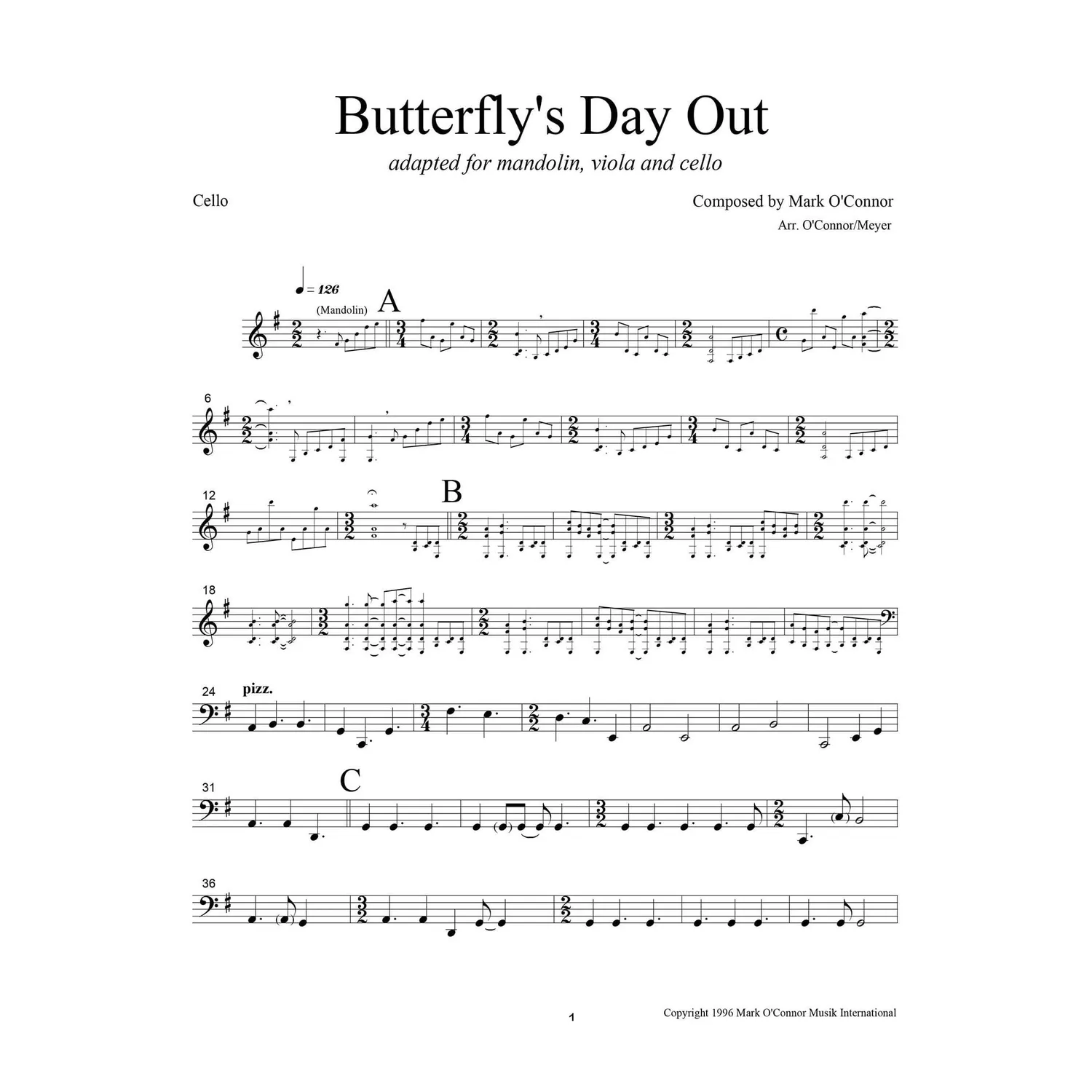 Shar Music Butterfly's Day Out Cello Noten Download