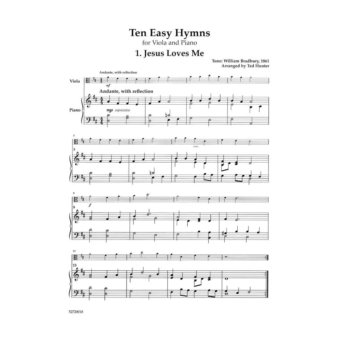 Ten Easy Hymns Bratschennoten Viola Klavier leicht